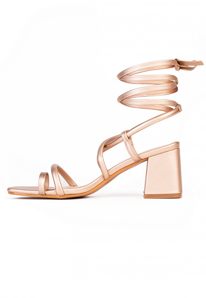 Sandales rose gold à fines brides et talons carrés – Alexia Chaussures
